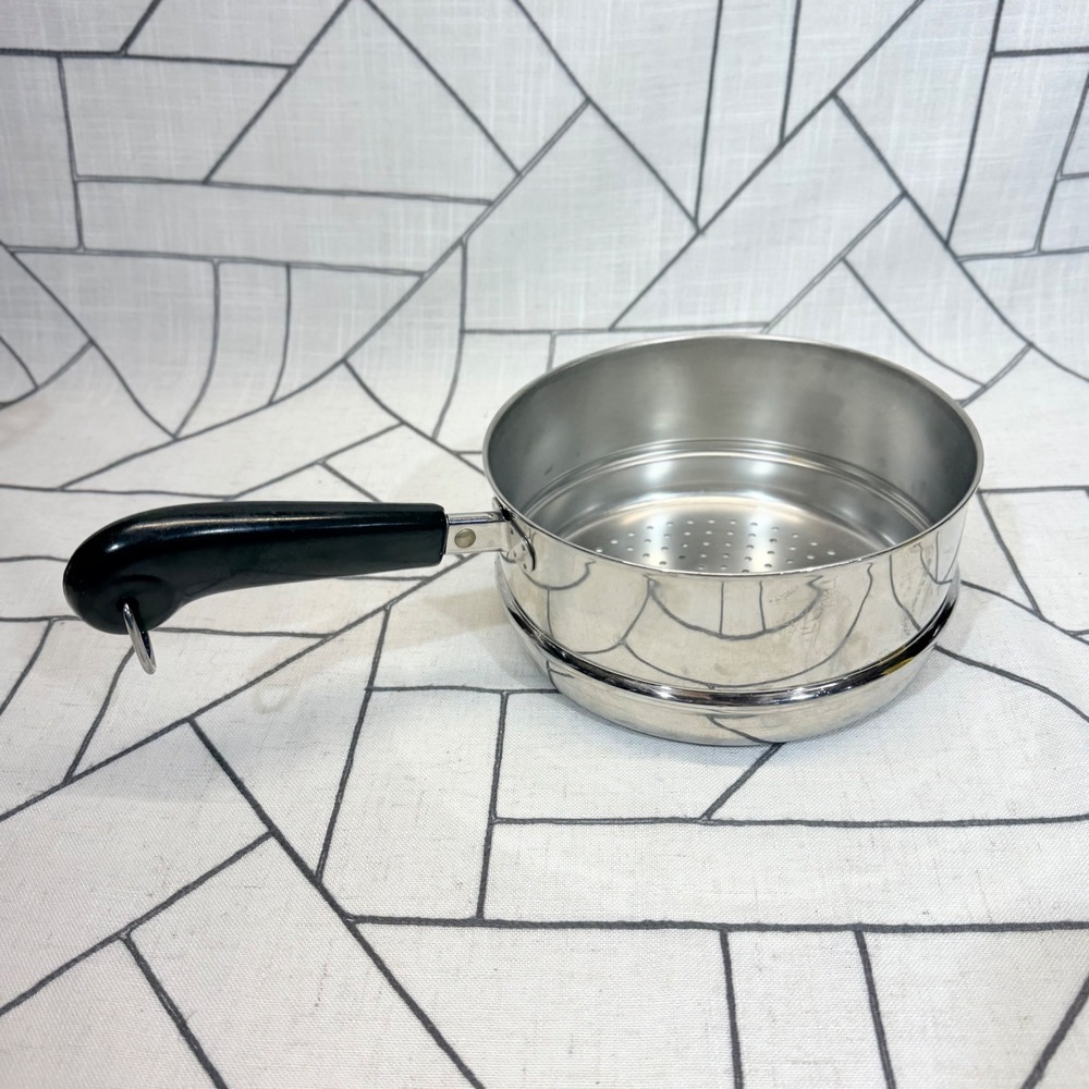 Revere Ware Steamer Basket Insert 7in Silver Stainless Steel Black Handle
